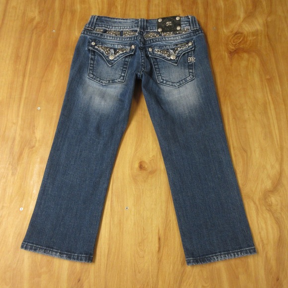 MISS ME Embellished Denim Jean Capris Sz 29 Blue Distressed Flap Pockets JP6085P - Picture 9 of 16